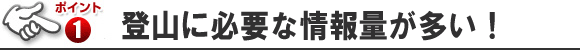 ポイント1 登山に必要な情報量が多い！
